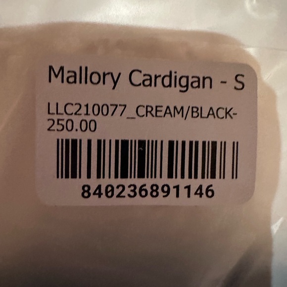 NEW La Ligne Mallory Cardigan. Cream/Black. S. NWT. - Picture 9 of 9